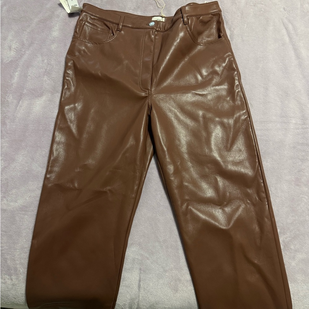 Brown Faux Leather Pants